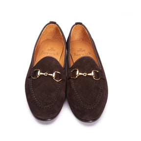 183 Women's Bit Loafers Dark Brown Suede