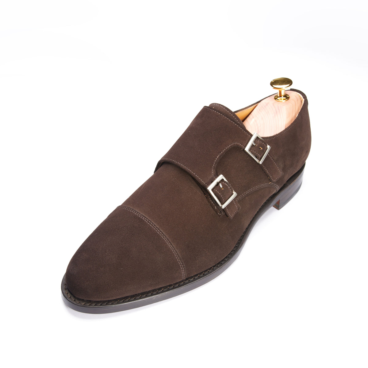 3637-K4 Double Monk Straps Dark Brown Suede