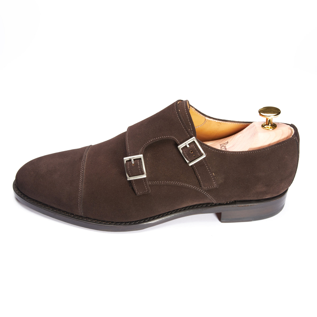 3637-K4 Double Monk Straps Dark Brown Suede