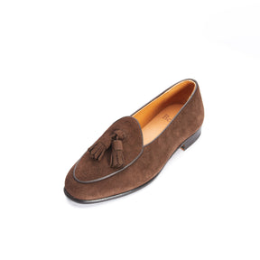 173 Women's Tassel Loafers Dark Brown Suede