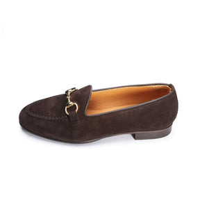 183 Women's Bit Loafers Dark Brown Suede